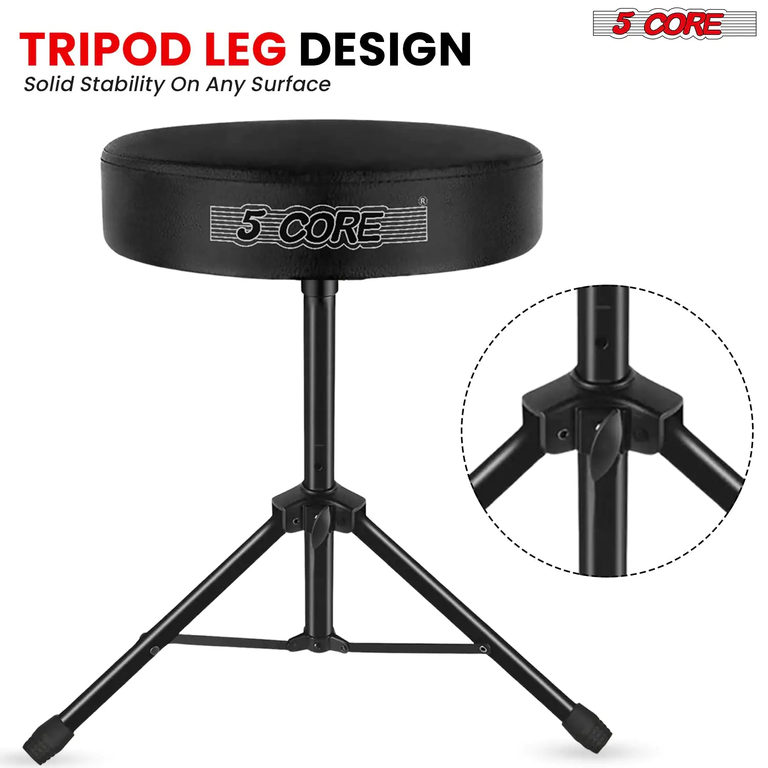 5Core Drum Throne Adjustable Guitar Stool Padded Drummer Seat for Adults & Kids