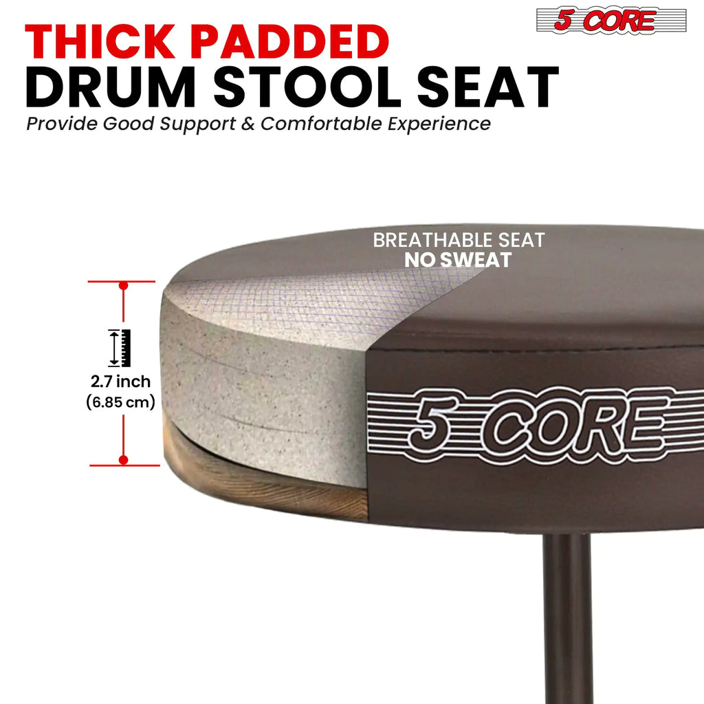 5Core Drum Throne Adjustable Guitar Stool Padded Drummer Seat for Adults & Kids